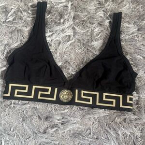Versace Black Bra with Gold Accents